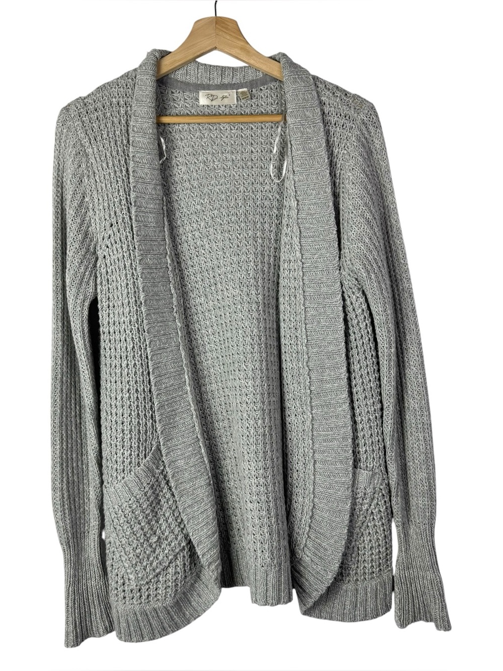 RD Style Medium Gray Thick Knit Tunic Length Cardigan Sweater M